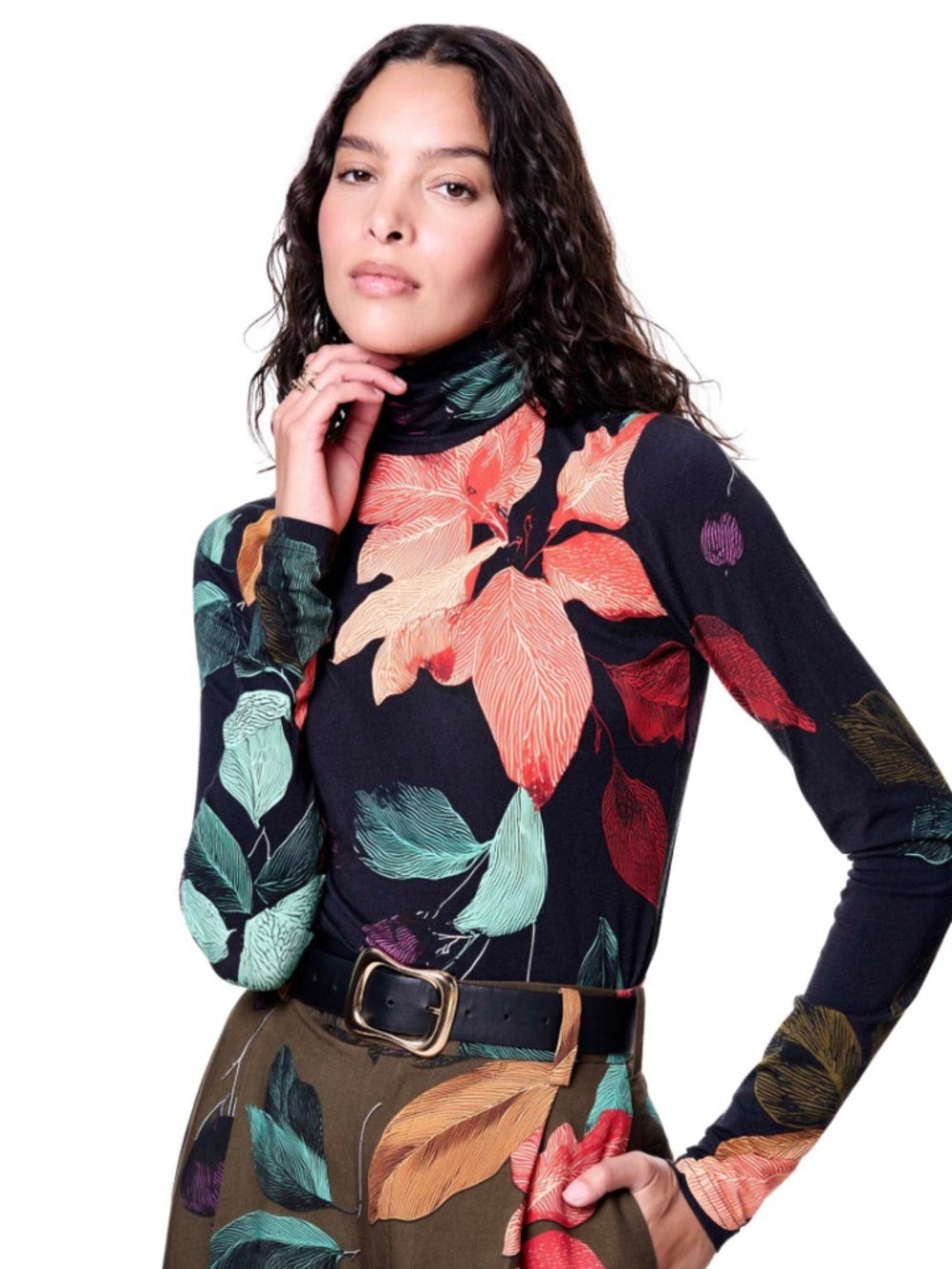 NWT -- The Kit x Daniel Vosovic Turtleneck | Black Harvest Florals -- XS